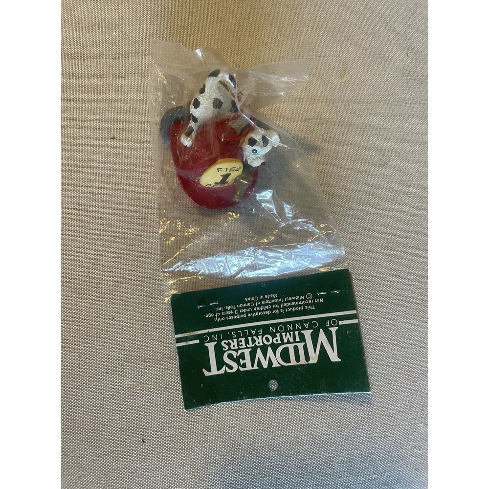 Fireman Hat with Dalmatian Christmas Tree Ornament Vintage Midwest Importers 3"